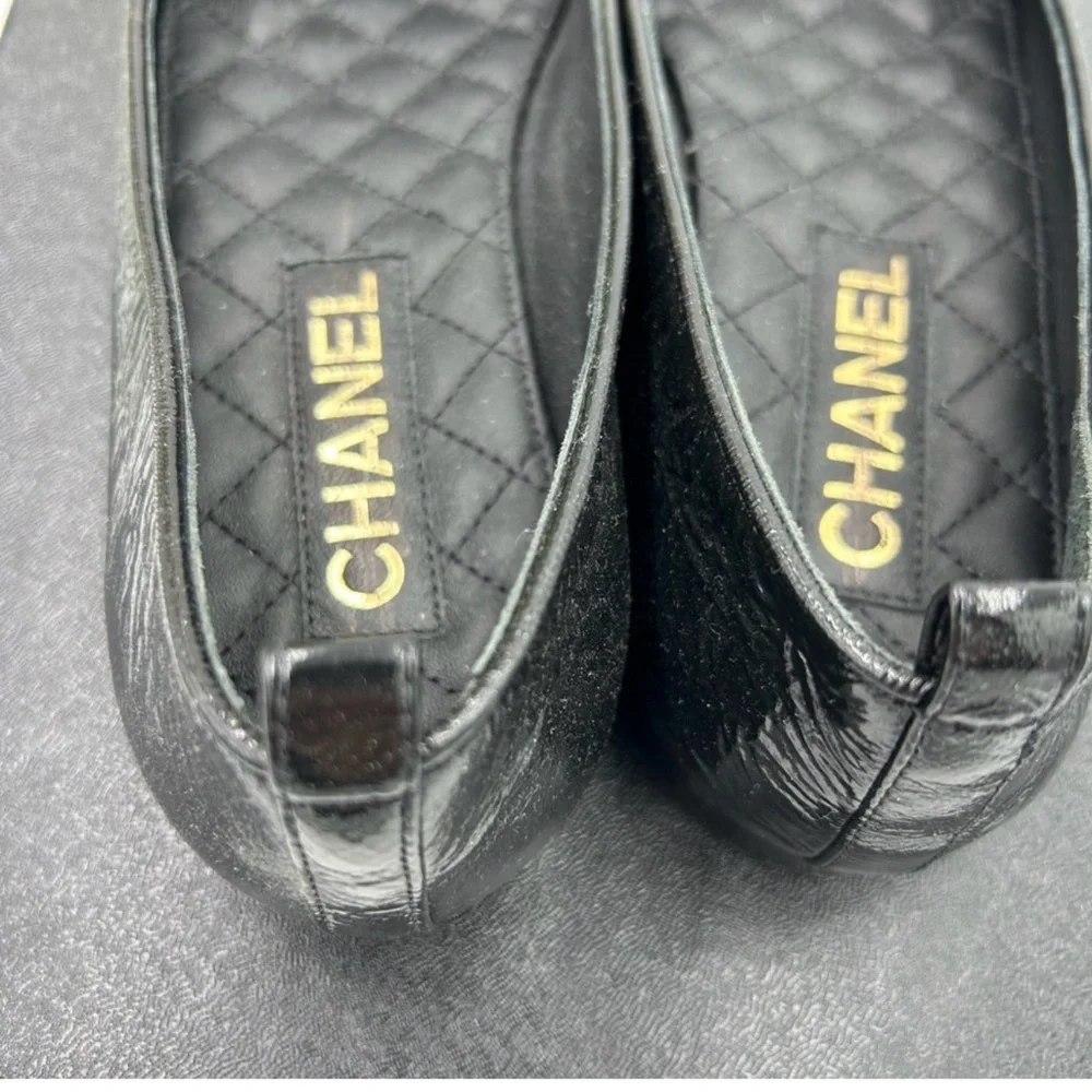 Women's Chanel quilted black lambskin ballet flat size 38.5 made in Italy - Picture 5 of 7